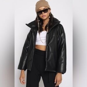 San Suchi faux leather black puffer size medium